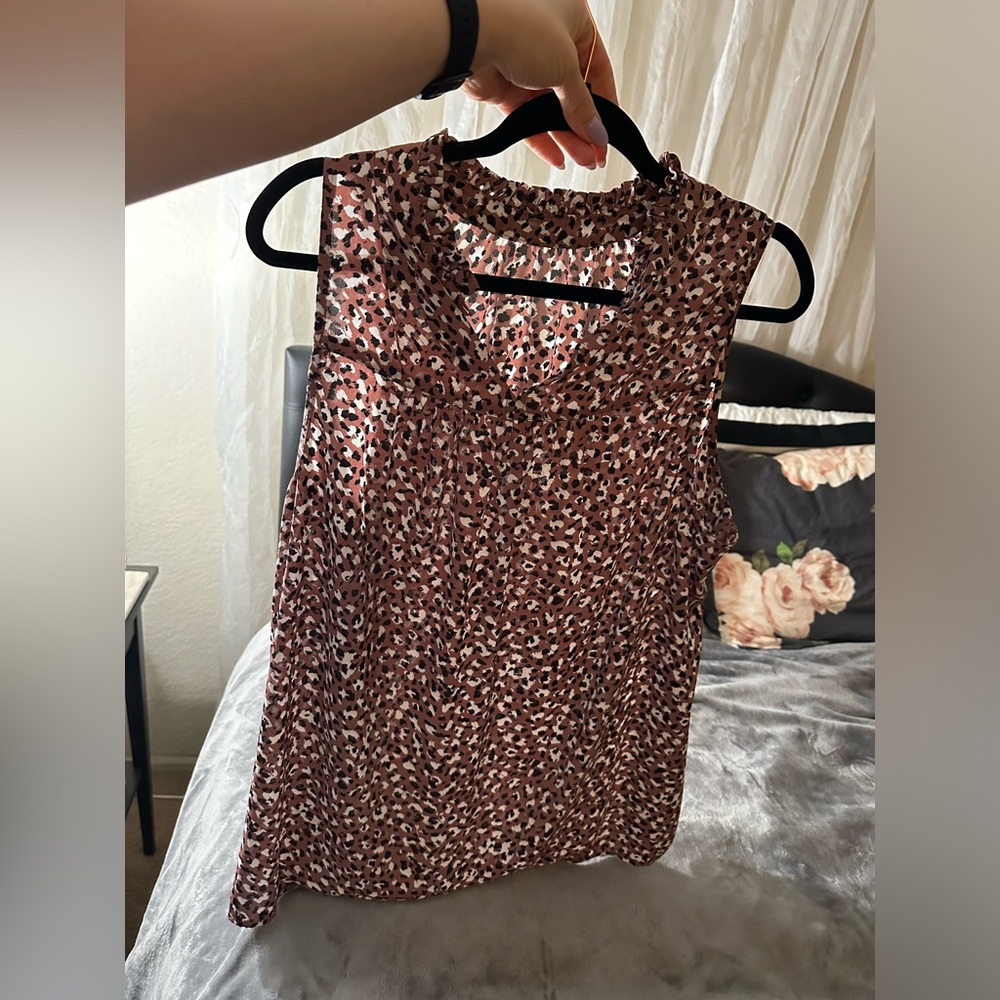 Leopard/cheetah sleeveless chiffon blouse